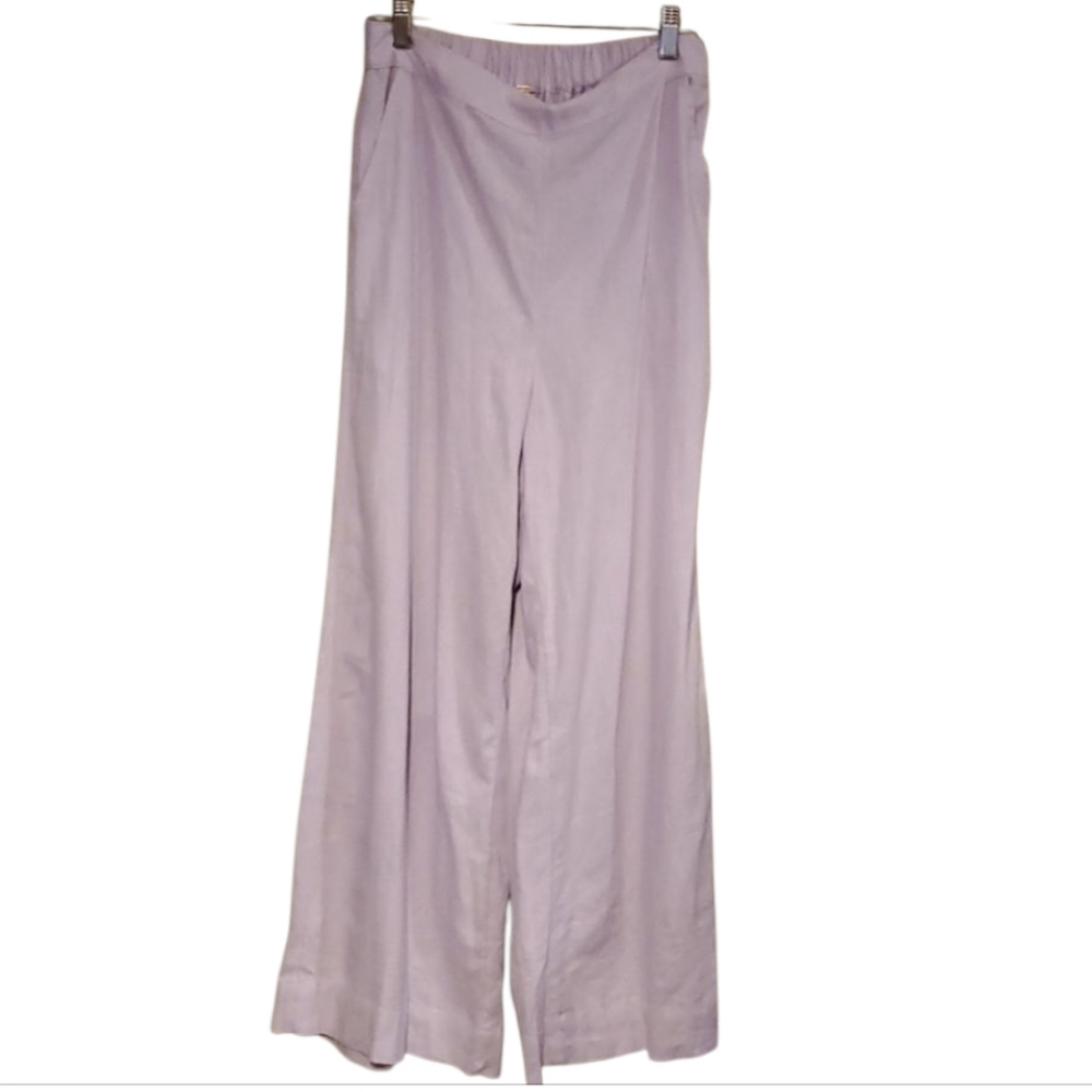 Free People Lilac Purple Linen Blend Wide Leg Pants Size S